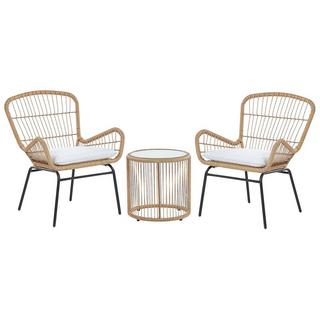 Beliani Set bistrot en Rattan sintetico Rustico LABICO  