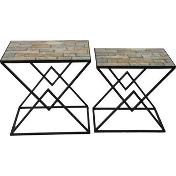 Tavolino da giardino Meru acciaio (set di 2)