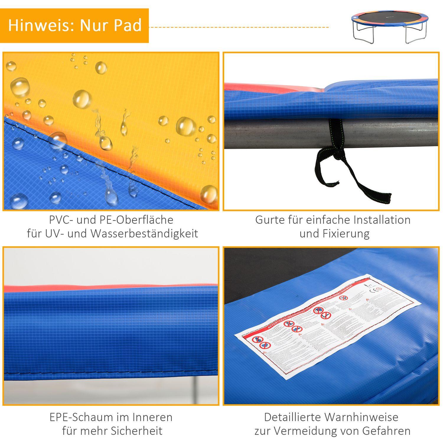 Northio  Set D'Accessoires Pour Trampoline Couverture De Bord, Filet De Sécurité, Pour 8Ft-15Ft, Ø 366Cm, Coloré 
