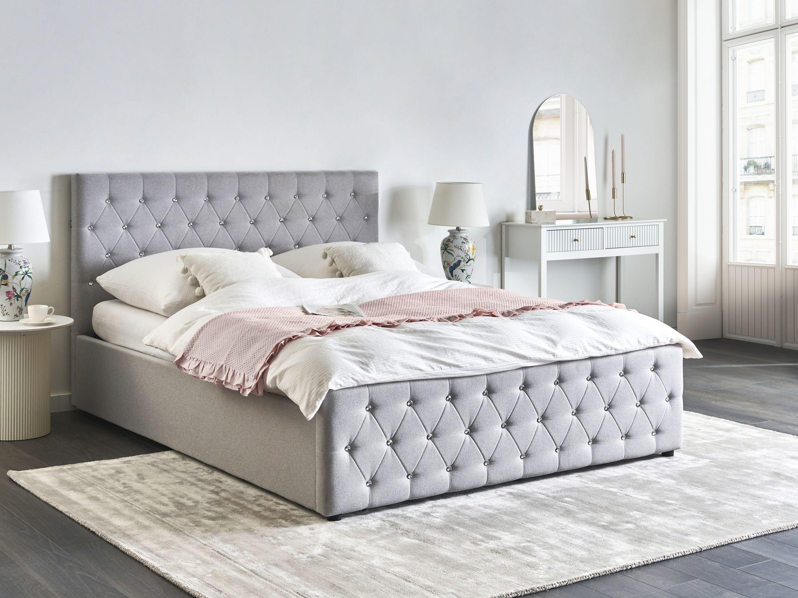 Beliani Letto contenitore en Tessuto Glamour AMIENS  