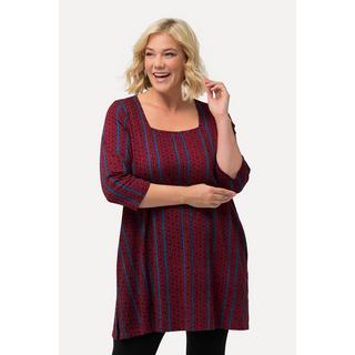 Ulla Popken Maglia lunga svasata scollo rettangolare maniche 3/4  