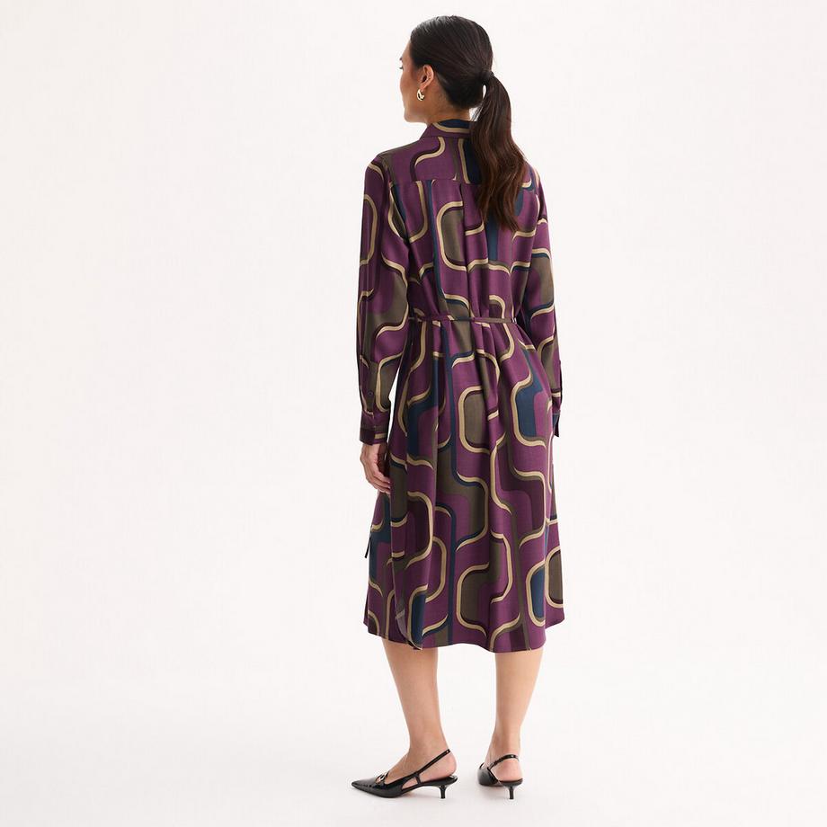 La Redoute Collections Robe longueur midi manches longues imprimé graphique  