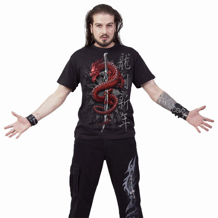 Spiral  T-ShirtMotiftyle Imprimé Au Dos Oriental Dragon 