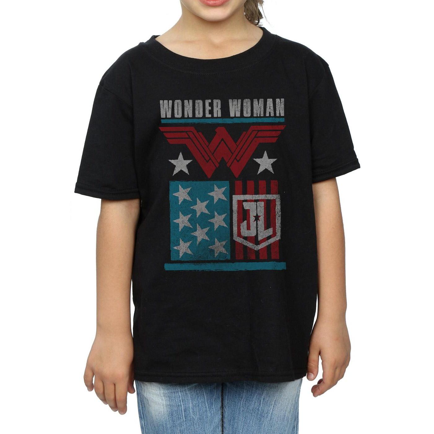 DC COMICS  Tshirt JUSTICE LEAGUE MOVIE WONDER WOMAN FLAG 