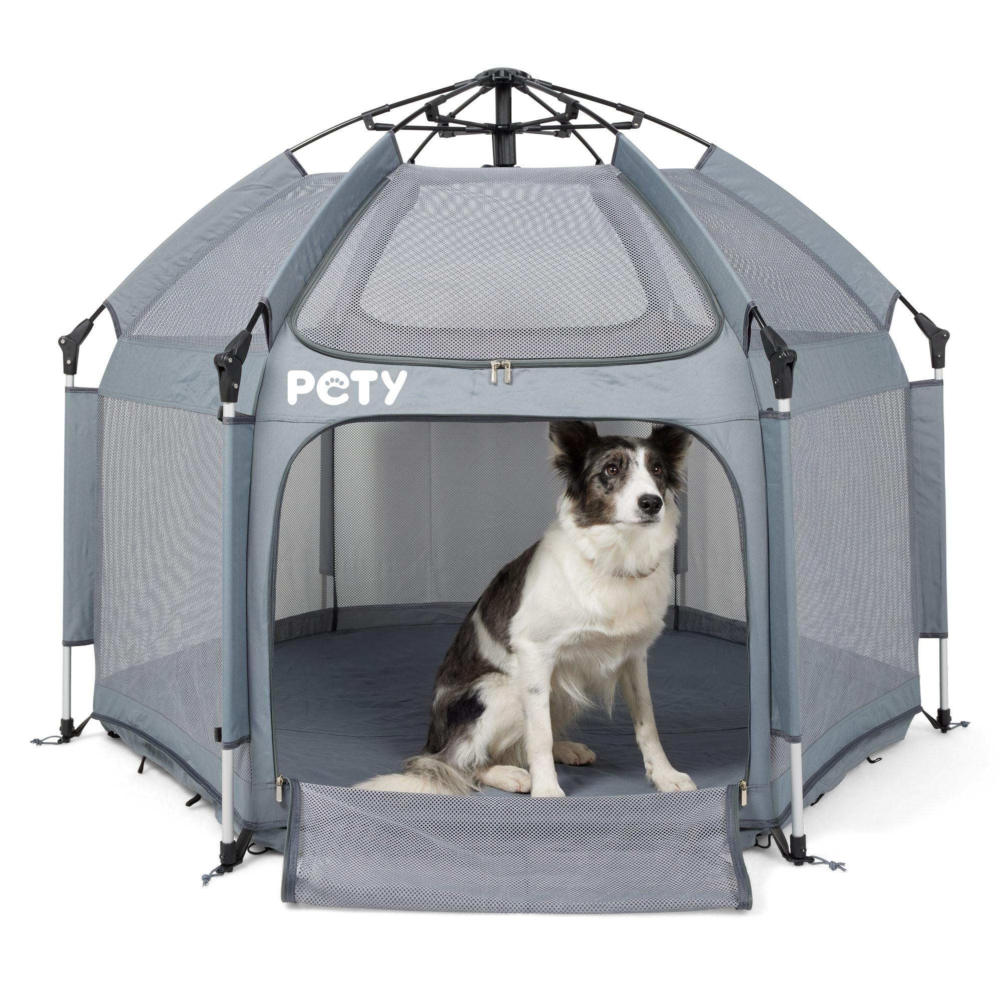PETY  Set PETY parc pour chiens grand, avec tapis de sol et toit 