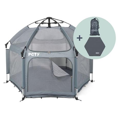 PETY  Set PETY parc pour chiens grand, avec tapis de sol et toit 