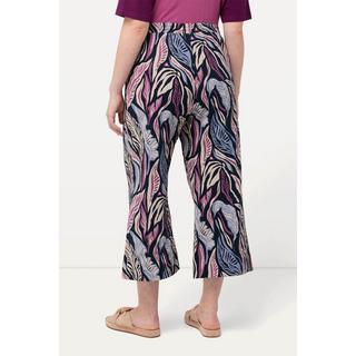 Ulla Popken  Culottes in jersey di cotone biologico con foglie, cintura elastica e taglio della gamba ampio 