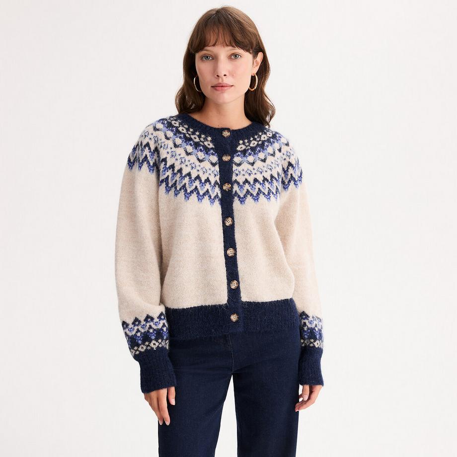 Grob gestrickte Strickjacke aus Jacquard