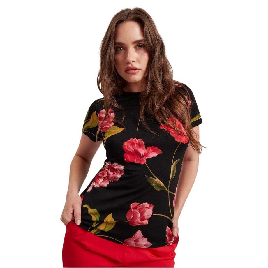 TED BAKER T-Shirt Imprimé Floral Coupe Cintrée  