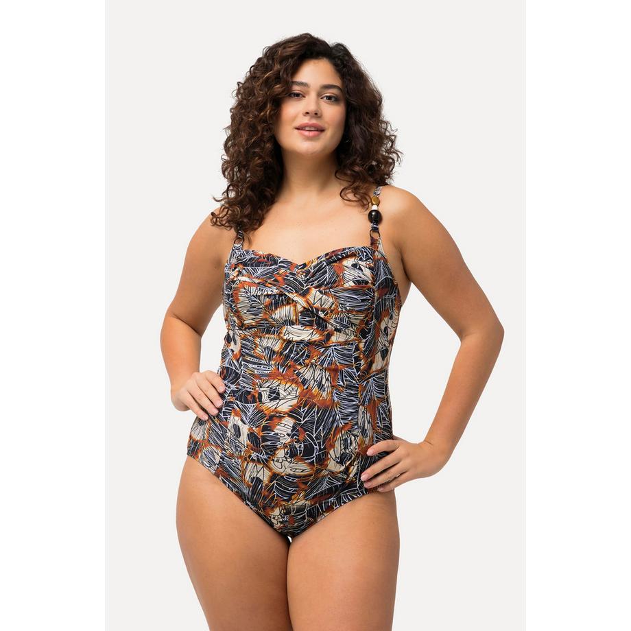 Ulla Popken Maillot de bain drapé bonnets souples perles recyclé  