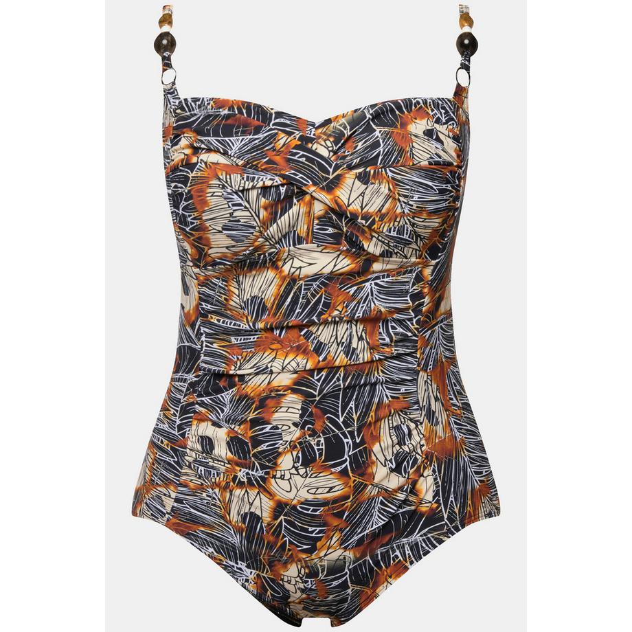 Ulla Popken Maillot de bain drapé bonnets souples perles recyclé  