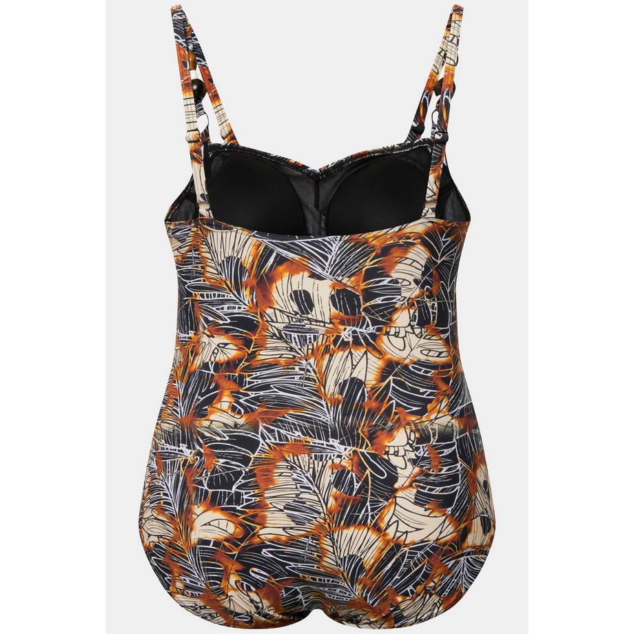 Ulla Popken Maillot de bain drapé bonnets souples perles recyclé  