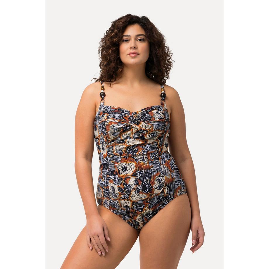 Ulla Popken Maillot de bain drapé bonnets souples perles recyclé  