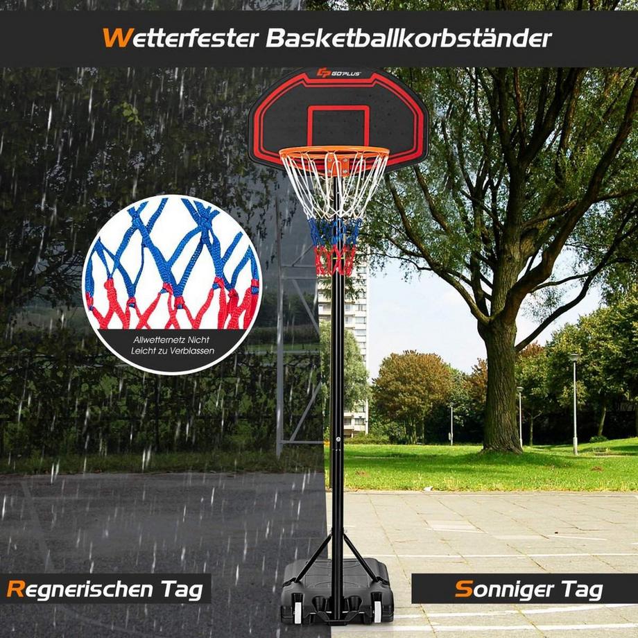Northio  Höhenverstellbarer Basketballständer für Kinder für den Innen- und Außenbereich Schwarz + Rot 