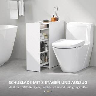 Mobile Alto Bagno 30x140x30 Cm - Con 2 Ante, Cassetto E Ripiano, Bianco - Foto 9