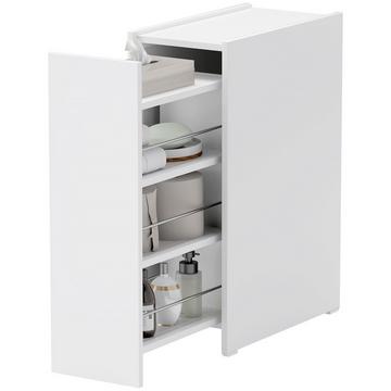 Badezimmerschrank schmal, Toilettenschrank Beistellschrank mit Rad, Schublade inkl. 3 tiefe Fächer, Nischenregal, Badschrank für kleine Räume, Wohnzimmer, Badezimmer, 47 x 25 x 66,5 cm Weiß Aosom