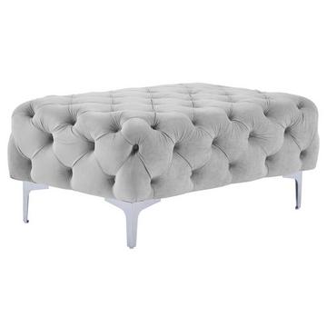 Pouf chesterfield en velours gris clair EDWINA