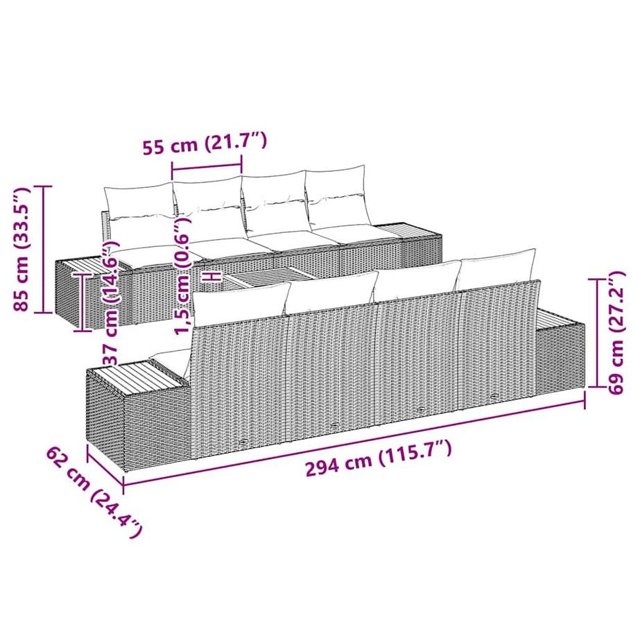 VidaXL Mobilier de jardin moderne poly rattan  