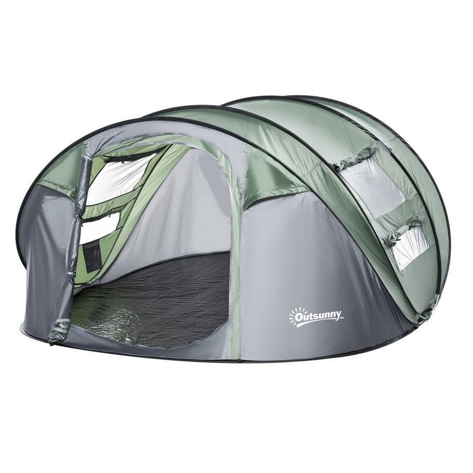 Northio  Campingzelt Für 4-5 Personen Kuppelzelt Mit Heringen, Polyester & B3 Gitter, Dunkelgrün+Grau, 263,5X220X123Cm 