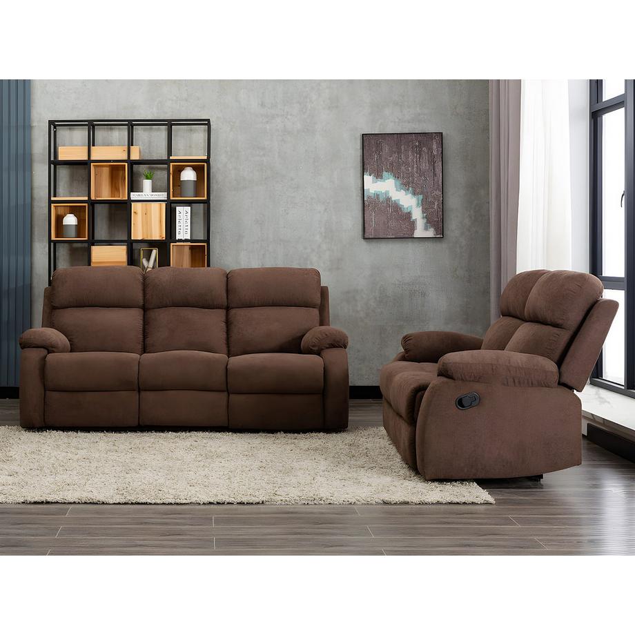 Vente-unique Canapé 3+2 places relax manuel en tissu TOLZANO  