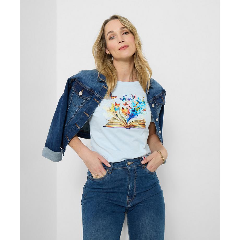 Joe Browns T-Shirt Buch- und Schmetterlingsmotiv  