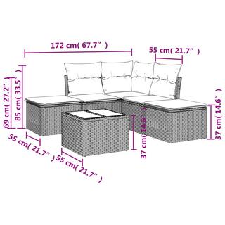 VidaXL Ensemble de canapés de jardin rotin synthétique  