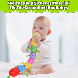 Activity-board  Baby Musikraupe Kuscheltier, Raupe Plüschtier mit Lineal, Greifling für Rasselbaby, Baby Stofftier Spielzeug 