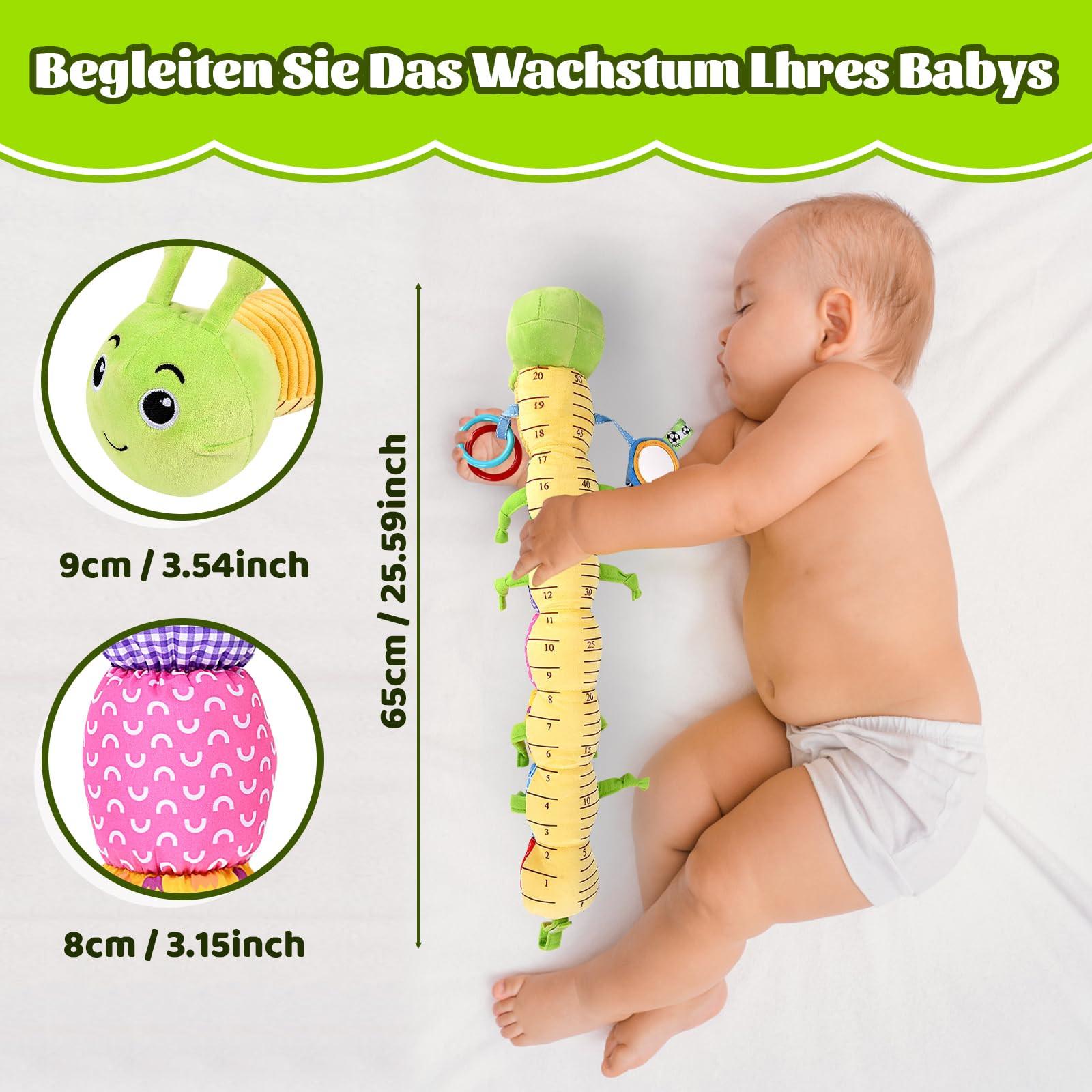 Activity-board  Baby Musikraupe Kuscheltier, Raupe Plüschtier mit Lineal, Greifling für Rasselbaby, Baby Stofftier Spielzeug 