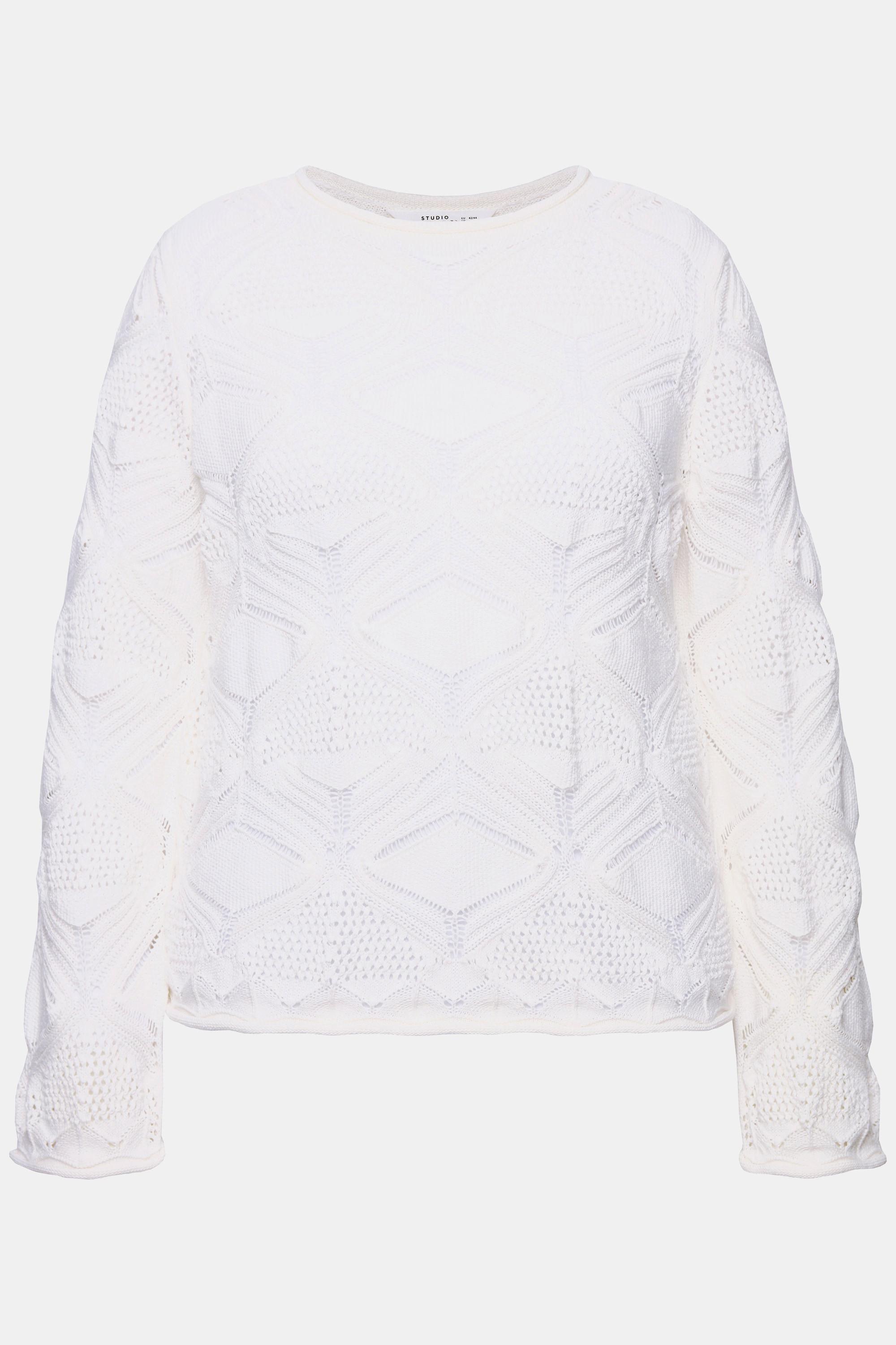 Studio Untold Oversized Ajour Strick Pullover Rollkanten  