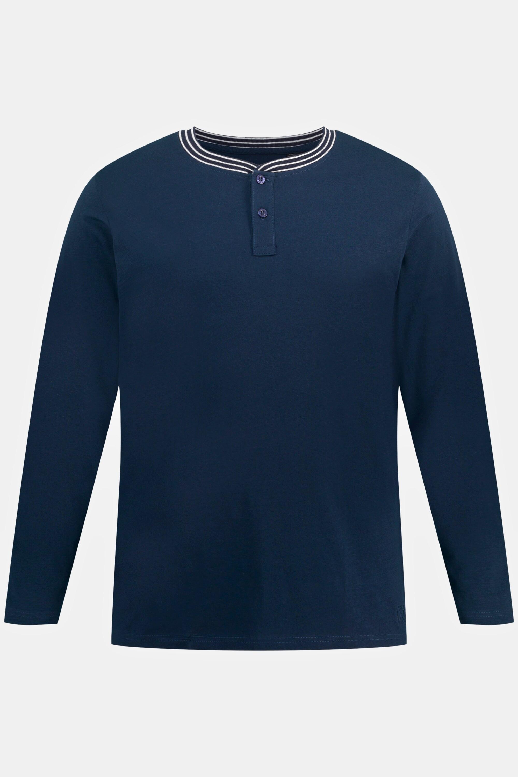 JP1880  T-shirt Henley à col rond, patte de boutonnage et manches longues 