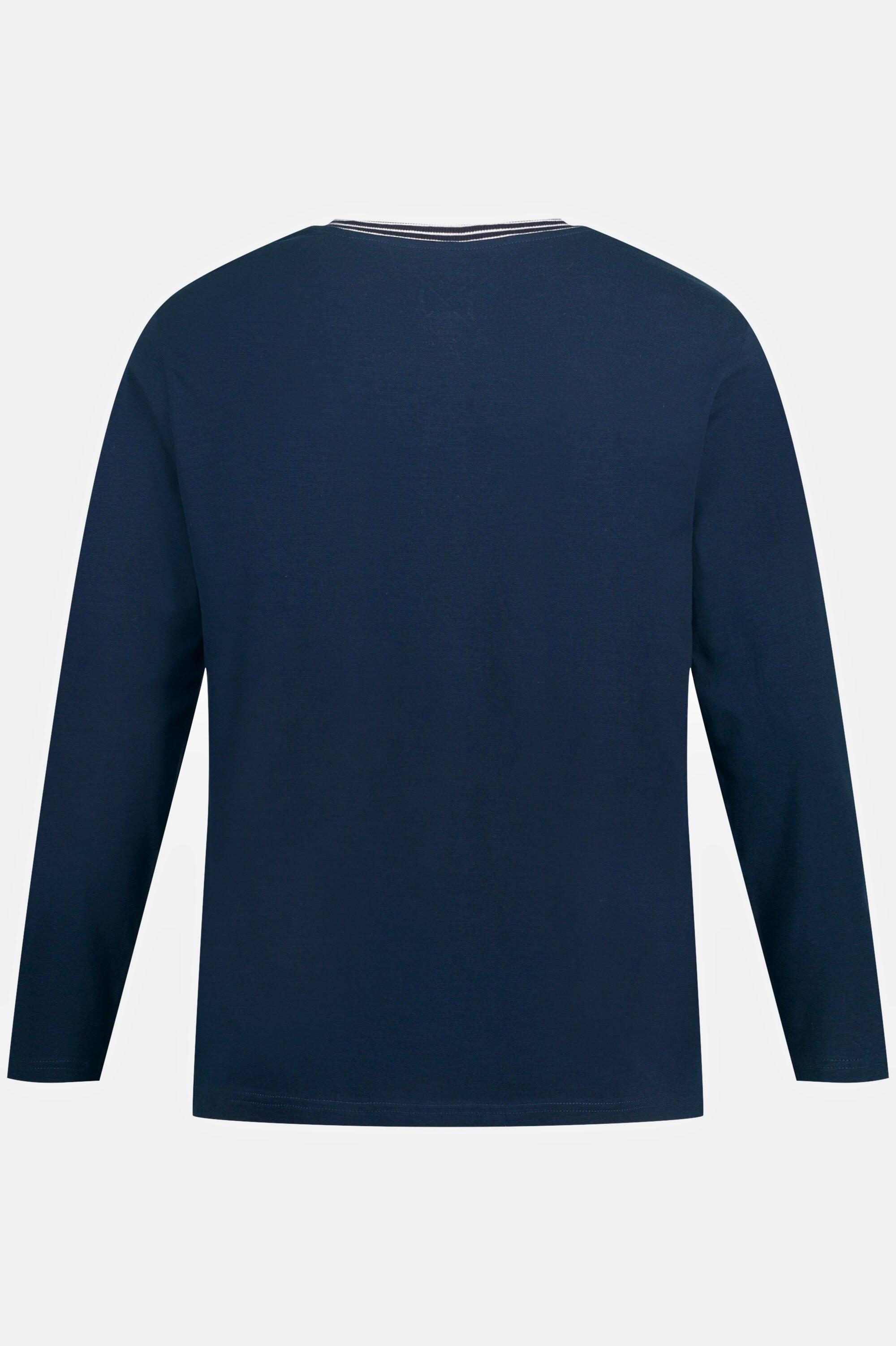 JP1880  T-shirt Henley à col rond, patte de boutonnage et manches longues 