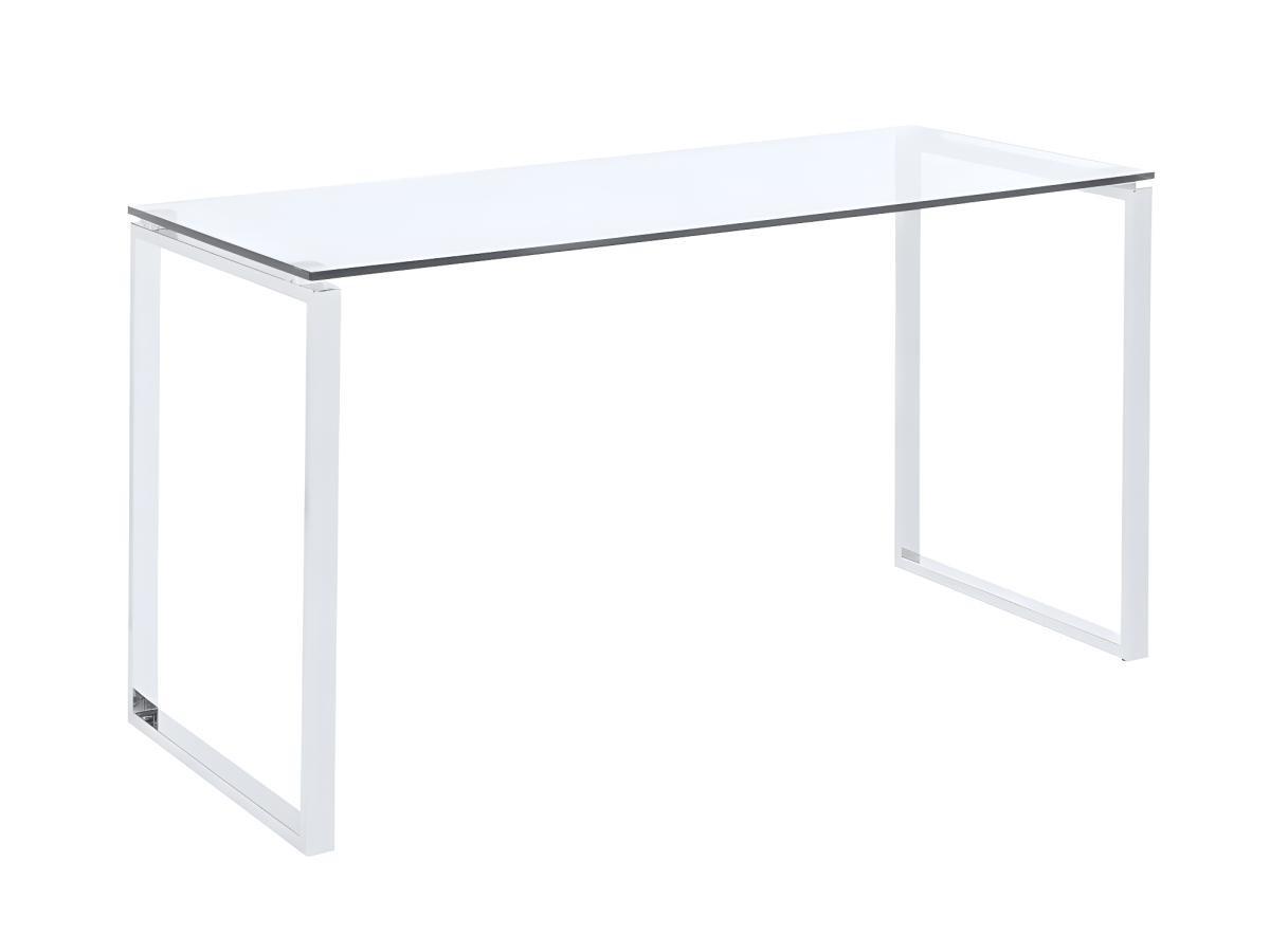 Vente-unique Bureau FREYA Verre trempé métal chromé  