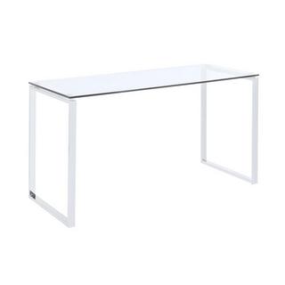 Vente-unique Bureau FREYA Verre trempé métal chromé  