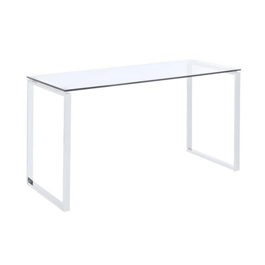 Vente-unique Scrivania in Vetro temperato e metallo cromato FREYA  