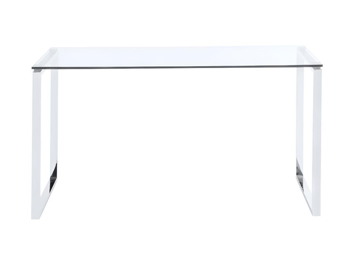 Vente-unique Bureau FREYA Verre trempé métal chromé  