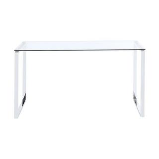 Vente-unique Bureau FREYA Verre trempé métal chromé  