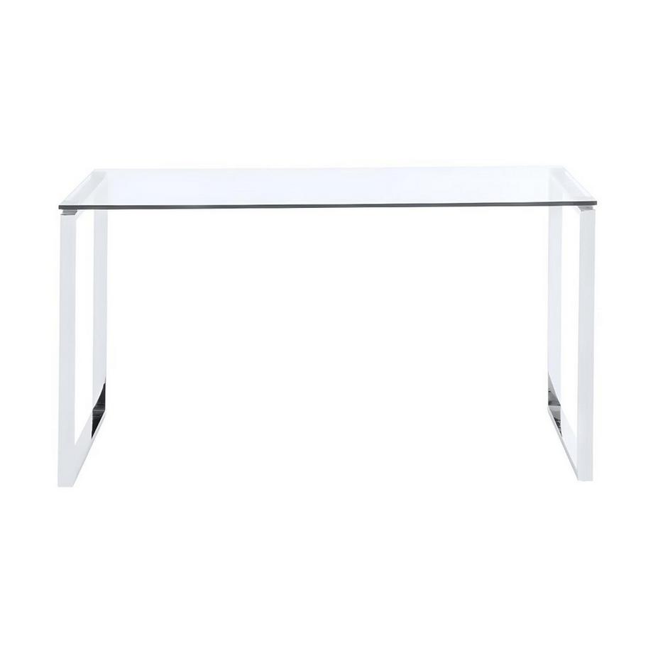 Vente-unique Scrivania in Vetro temperato e metallo cromato FREYA  