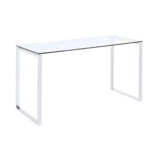 Vente-unique Bureau FREYA Verre trempé métal chromé  