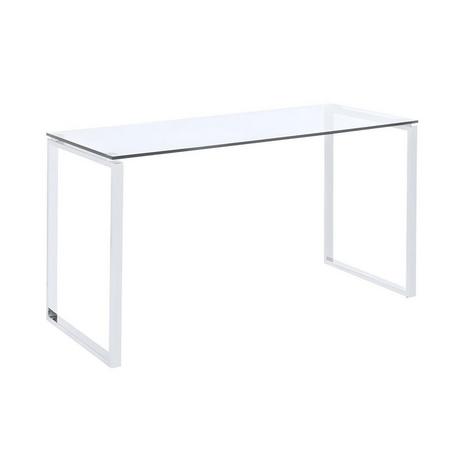 Vente-unique Bureau FREYA Verre trempé métal chromé  