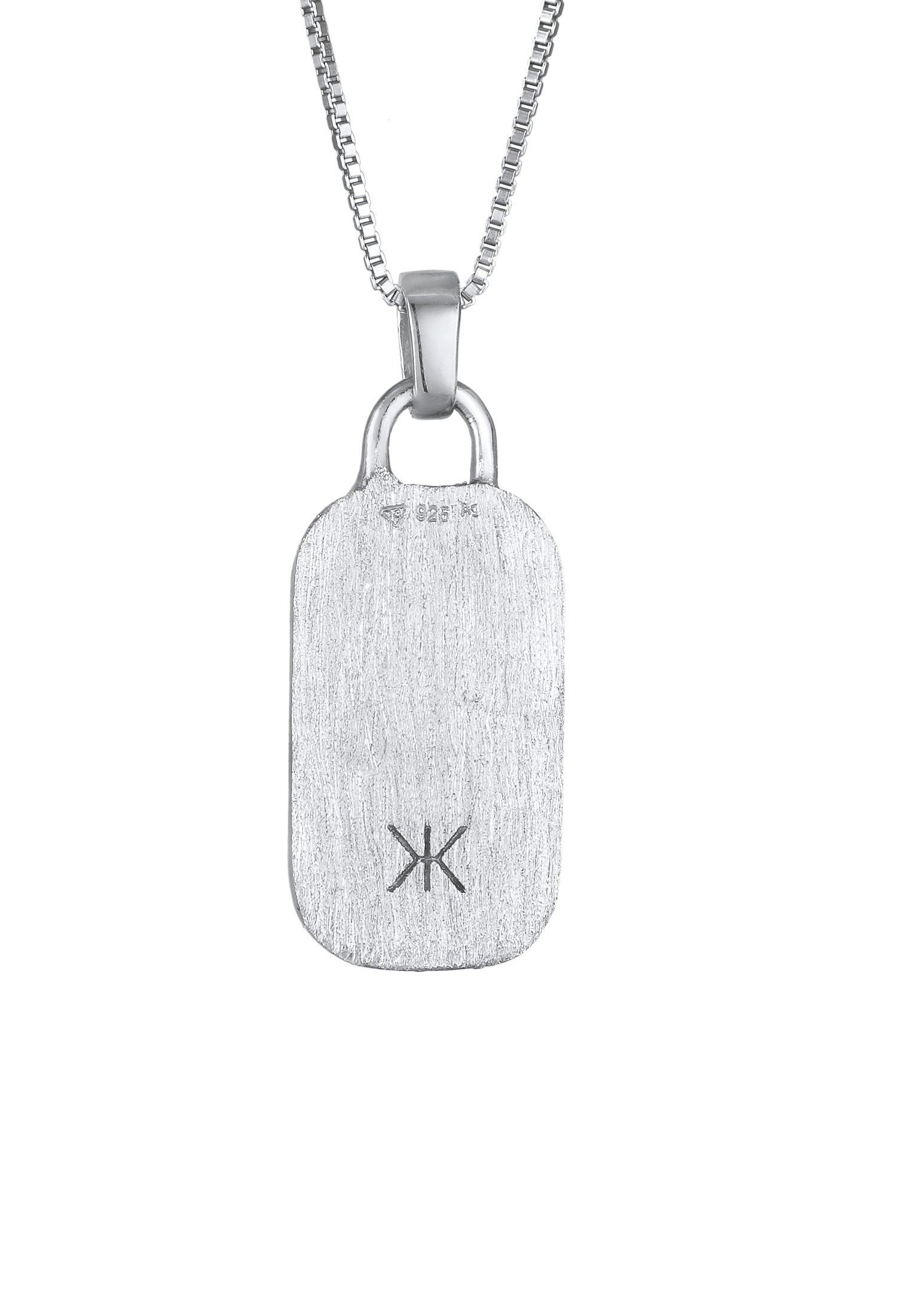 Kuzzoi  Collier Marke Military Platte Gehämmert 925 Silber 