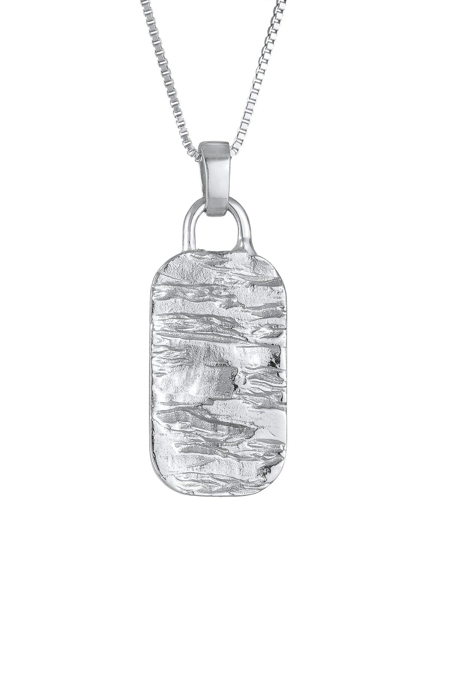 Kuzzoi  Collier Marke Military Platte Gehämmert 925 Silber 