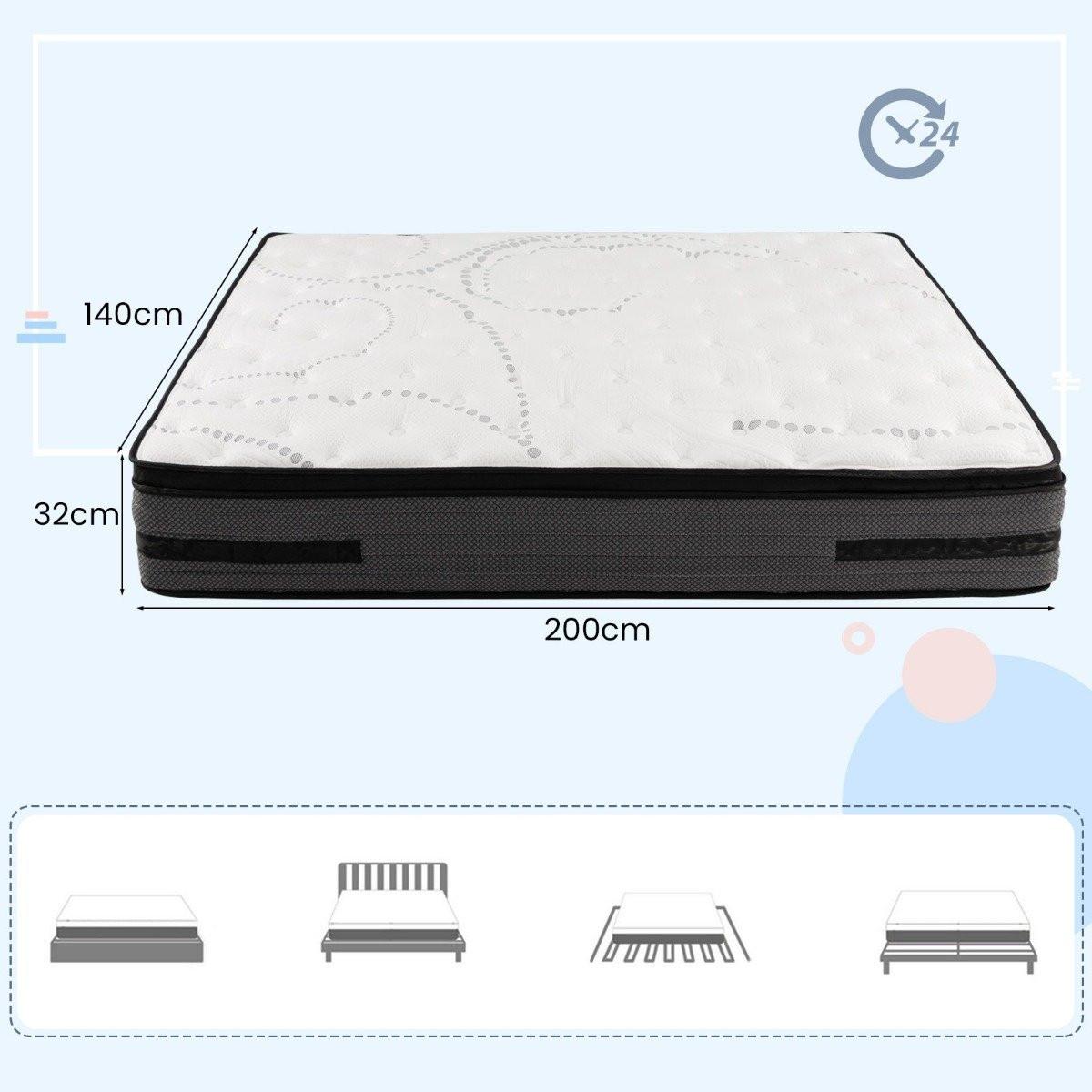 Northix Matelas à mémoire de forme de de hauteur avec matelas hybride enrichi en gel rafraîchissant  
