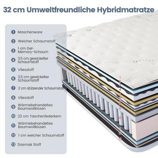 Northix Matelas à mémoire de forme de de hauteur avec matelas hybride enrichi en gel rafraîchissant  