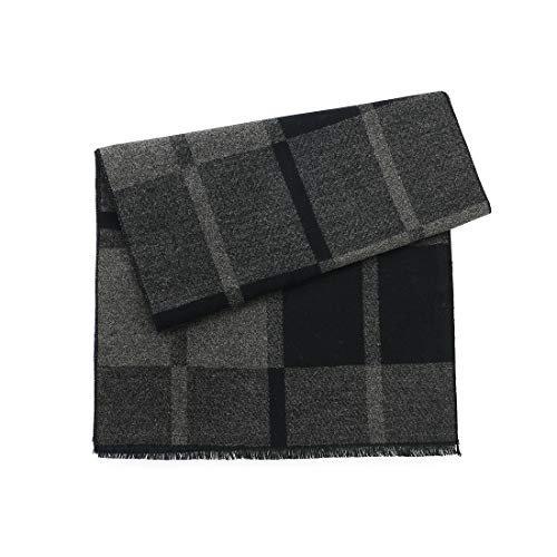 Only-bags.store  Écharpe chaude tricotée à carreaux avec pompon, longue écharpe d'hiver, gris noir B avec emballage, taille unique 