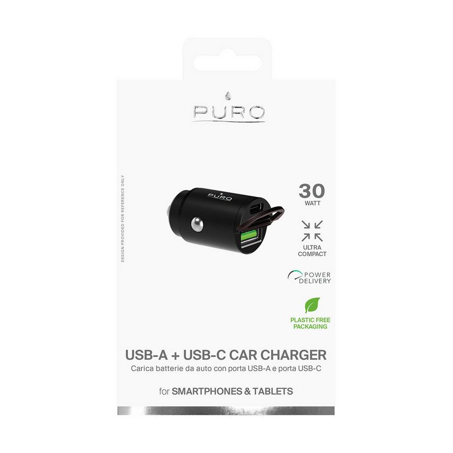 Puro®  Dual USB A C PD 30 W Power Delivery Mini-Autoladegerät 