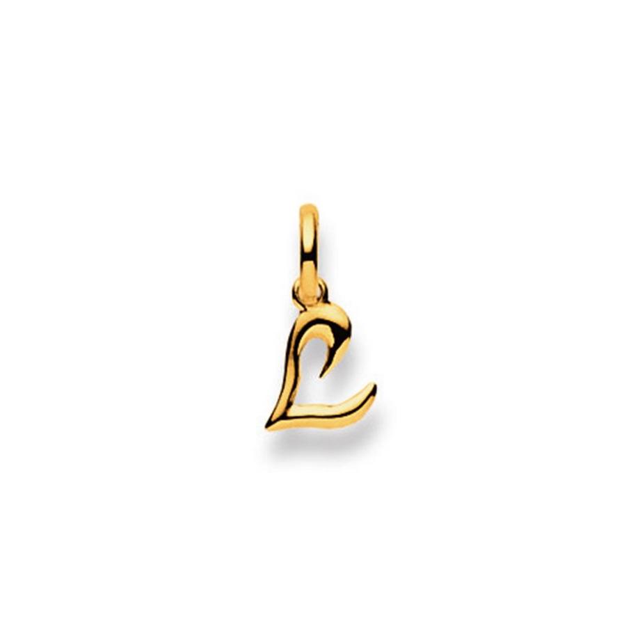 Pendentif lettre L or jaune 750, 15 x 8mm