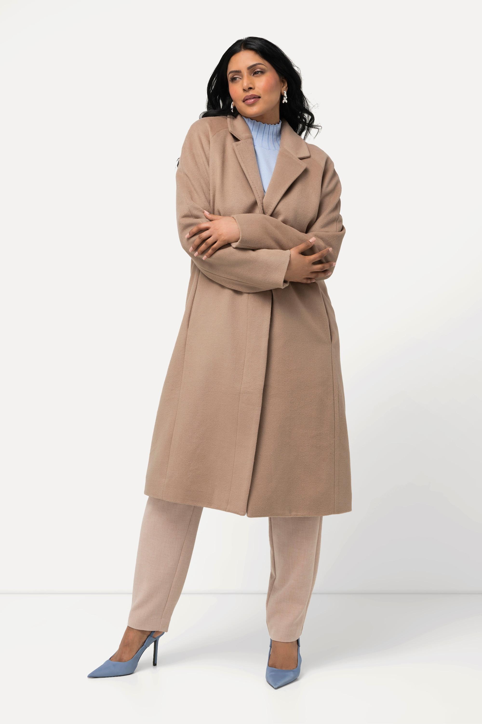 Ulla Popken Mantel Schusterstich Reverskragen Knopfleiste  