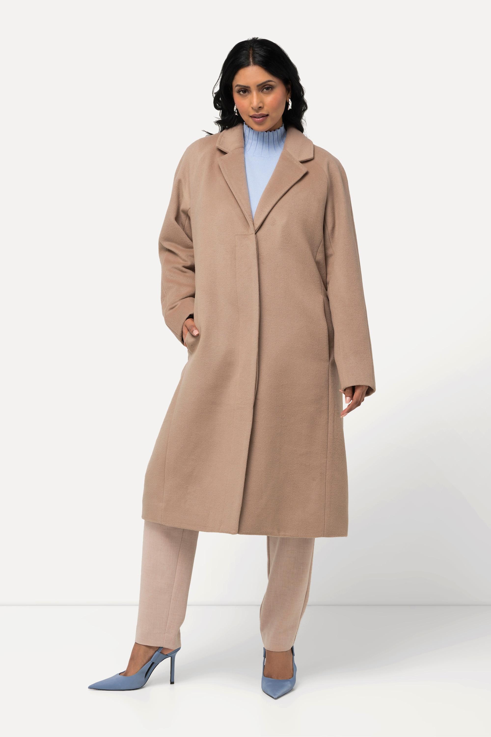 Ulla Popken Mantel Schusterstich Reverskragen Knopfleiste  