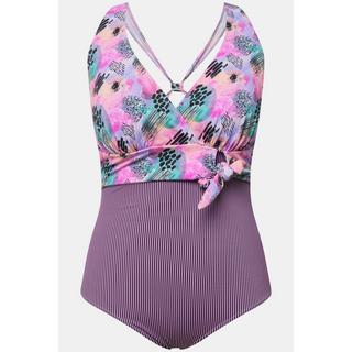 Ulla Popken  Maillot de bain style cache-cœur, bonnets souples et aspect tour de cou 