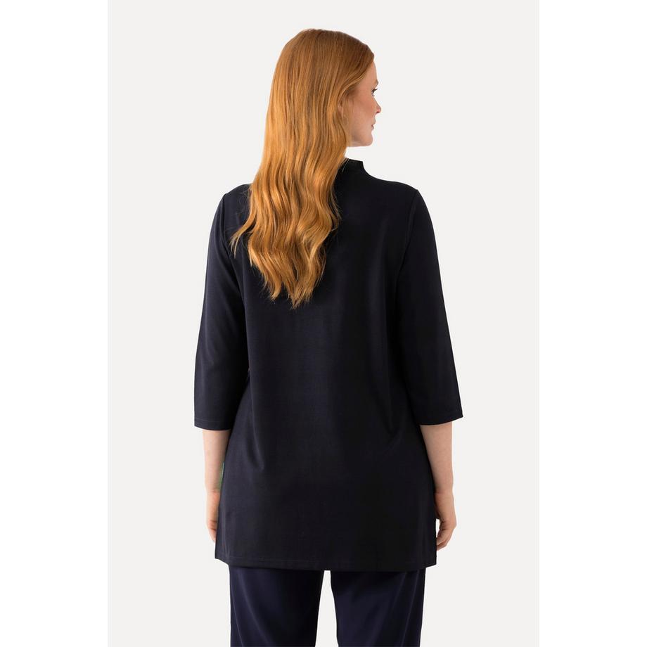 Ulla Popken T-shirt long A-Line Col Montant Manches 3/4 Floral  